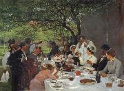 Albert Auguste Fourie The wedding meal in Yport oil painting